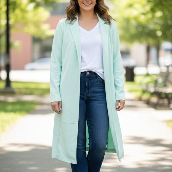 torrid Jackets & Blazers - Torrid Mint Green Minimalist Longline Coat - NWT - Size 1